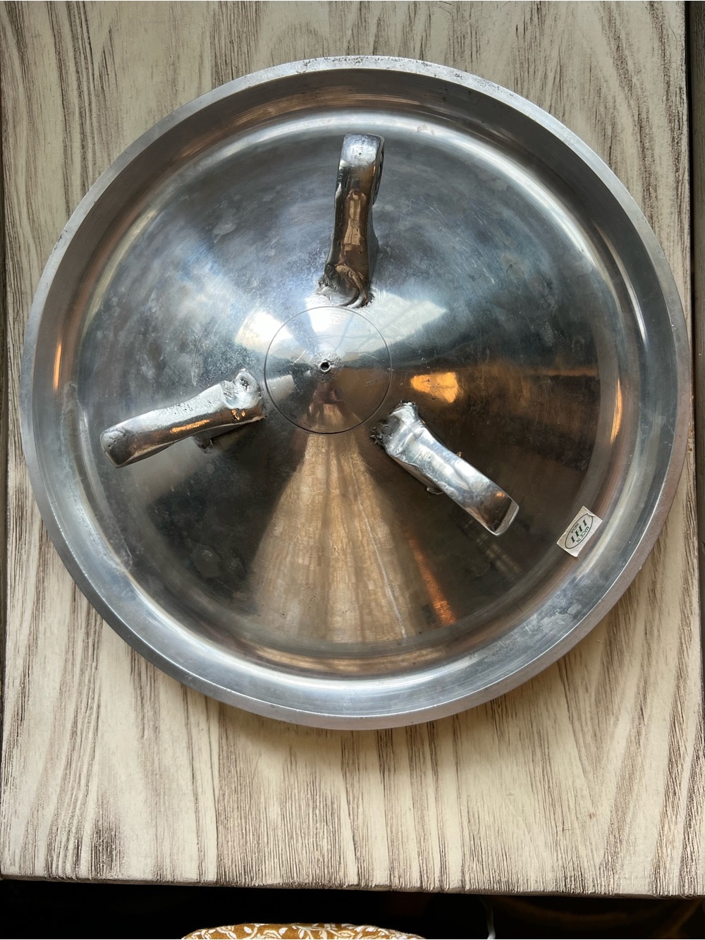 Towle Mother of Pearl Aluminum Salad Bowl w/ Servers Vintage 11” - Picture 6 of 7